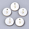 Natural Freshwater Shell Charms, Flat Round with Gold Blocking Number, Num.9, 11x2mm, Hole: 1.5mm