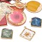 Epoxy Resin Pendants, with Golden Foil, Mixed Shape, Mixed Color, 15~50x14~40x1.5~8mm, Hole: 1~2mm
