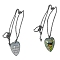 Heart Glass Pendant Necklaces, with Platinum Alloy Chains, Green Yellow, Pendant: 23x25mm
