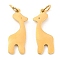 PVD Vacuum Plating 304 Stainless Steel Pendants, with Jump Ring, Giraffe Charm, Golden, 19.5x7.5x1.4mm, Hole: 3.2mm