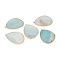 Natural Amazonite Pendants, with Brass Findings, Golden, 42x30.5x1.5~2mm, Hole: 1.6mm