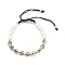 Adjustable Natural Pearl & Glass & Brass Braided Beaded Bracelet for Women, Light Grey, Inner Diameter: 1-3/4~3-1/8 inch(4.6~7.9cm)