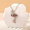 Alloy Colorful Rhinestone Pendant Necklaces for Kid, Platinum, Flamingo Shape, 19.69 inch(50cm)