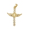 Brass Micro Pave Cubic Zirconia Pendants, Cross with Virgin Mary, Rack Plating, Long-Lasting Plated, Lead Free & Cadmium Free, Real 18K Gold Plated, 34x25x3mm, Hole: 4x2.5mm
