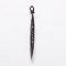 Brass Micro Pave Cubic Zirconia Pendants, Black, Gunmetal, 37x3x2mm, Hole: 3mm