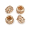 Brass Rhinestone European Beads, Rondelle, Crystal, Light Gold, 10.5x7.5mm, Hole: 5mm
