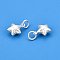 Textured 925 Sterling Silver Star Charms, with Jump Rings, Silver, 10x8x5mm, Hole: 3mm
