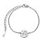 Tarnish Resistant 201 Stainless Steel Link Bracelets, with Cable Chains and Lobster Claw Clasps, Flat Round with LOVE, Stainless Steel Color, 6 inch~6-3/4 inch(15~17.5cm), 1.5mm