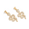 Brass Micro Pave Cubic Zirconia Pendants, Long-Lasting Plated, Snake, Clear, Golden, 30.5x14.5x3mm, Hole: 4x3.5mm