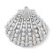 Rack Plating Brass Pendants, with ABS Plastic Pearl, Long-Lasting Plated, Lead Free & Cadmium Free, Scallop, Platinum, 31x32x11mm, Hole: 1.4mm