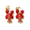 Brass Micro Pave Cubic Zirconia Pendants, with Enamel, Lobster Charms, Real 18K Gold Plated, with Jump Ring, Red, 18.5x9.5x3mm, Hole: 3.2mm