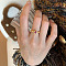 Brass Micro Pave Cubic Zirconia Cuff Rings for Women, Oval, Golden, 12mm
