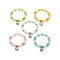 Alloy Enamel Shell Charms Stretch Bracelet, Glass Pearl Beaded Adjustable Bracelet for Kids, Mixed Color, Inner Diameter: 1-7/8 inch(4.8cm)