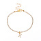 Fashionable and Creative Rhinestone Anklet Bracelets, English Letter X Hip-hop Creative Beach Anklet for Women, Golden
