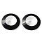 Glass Cabochons, Back Plated, Faceted, Half Round, Black, 30x8mm