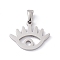 Non-Tarnish 304 Stainless Steel Pendants, Laser Cut, Eye Charms, Stainless Steel Color, 15.5x19.5x1.5mm, Hole: 3x5mm
