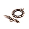 Tibetan Style Toggle Clasps, Flat Ring, Cadmium Free & Nickel Free & Lead Free, Red Copper, 24x17x2mm, Hole: 2mm