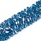 Electroplate Transparent Glass Beads Strands, Triangle, AB Color Plated, Faceted, Marine Blue, 3~3.5x4~4.5x4~4.5mm, Hole: 0.8mm, about 121~131pcs/strand, 14.37~15.35 inch(36.5~39cm)