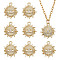 20Pcs Alloy Pendants, with Crystal Rhinestone, Sun with Eye, Real 18K Gold Plated, 16.5x15x3mm, Hole: 1.5mm