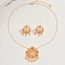 Elegant Middle Eastern Style Brass Micro Pave Cubic Zirconia Earrings & Necklaces Set for Women, Moon & Flower, Golden