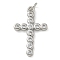 Rack Plating Brass Micro Pave Cubic Zirconia Pendants, Long-Lasting Plated, Lead Free & Cadmium Free, Cross Charms, with Jump Ring, Platinum, 24.5x15.5x2mm, Hole: 3mm