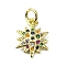 Brass Micro Pave Colorful Cubic Zirconia Pendants, Cadmium Free & Nickel Free & Lead Free, with Jump Ring, Star Charms, Real 18K Gold Plated, 13.5x10x2mm, Hole: 3mm