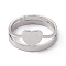 Non-Tarnish 201 Stainless Steel Heart Adjustable Ring for Women, Stainless Steel Color, US Size 6 1/4(16.7mm)