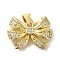 Brass Micro Pave Clear Cubic Zirconia Pendants, Cadmium Free & Lead Free, Bowknot, Real 16K Gold Plated, 15.5x20x5mm, Hole: 4x3mm