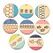 Printed Natural Poplar Wood Pendants, Laser Cut Wood Shapes, Flat Round, Mixed Patterns, Mixed Color, 49.5x3mm, Hole: 2mm