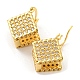 Серьги-кольца из латуни с микропаве в форме ромба EJEW-Q785-08G-2