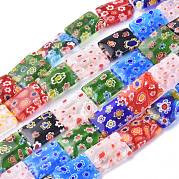 Прямоугольник ручной Millefiori бисер пряди LK-R004-22