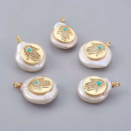Подвески из натурального пресноводного жемчуга PEAR-F008-05G-1