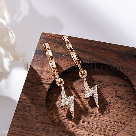 Серьги с застежкой-защелкой из латуни с прозрачным фианитом и прозрачным фианитом EJEW-K300-22G-1