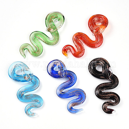 Ручной золотой песок Lampwork большие кулоны LAMP-T023-11-1