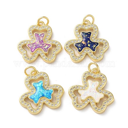 Латунные микропаве прозрачные подвески с фианитом KK-C045-30G-1