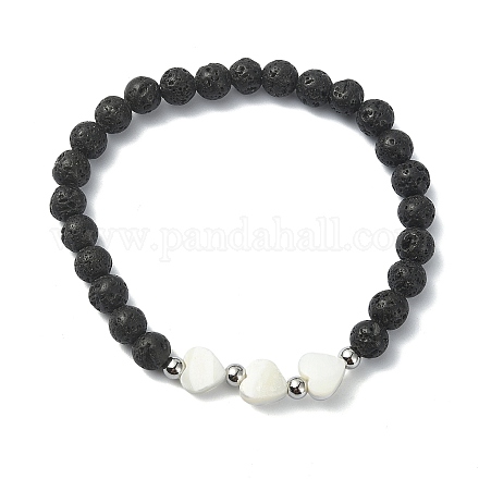 Круглые браслеты из бисера из натуральной лавы BJEW-JB09877-02-1
