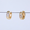 Elegant Oval Brass Hoop Earrings, with Clear Cubic Zirconia, Golden, 16.6x14.9mm