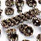 Brass Crystal Rhinestone Spacer Beads, Wavy Edge, Rondelle, Antique Bronze, 4x8mm