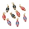 Real 18K Gold Plated Brass Micro Pave Clear Cubic Zirconia Pendants, with Enamel and Jump Rings, Rugby, Mixed Color, 17.5x7x3.5mm, Hole: 3.5mm