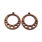 Walnut Wood Laser Cut Pendants, Hollow Charms, Undyed, Ring, 33x30x2.3mm, Hole: 1.5mm