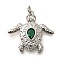 Brass Micro Pave Cubic Zirconia Pendants, Cadmium Free & Lead Free, Sea Turtle Charms, with Jump Ring, Platinum, 22.5x24.5x4mm, Hole: 3mm