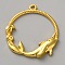 Rack Plating Ocean Theme Alloy Pendants, Golden, Ring Charms, Dolphin, 38.5x34x4mm, Hole: 2.5mm
