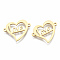 201 Stainless Steel Links Connectors, Laser Cut, for Valentine's Day, Heart with Word Love, Golden, 16.5x21.5x1mm, Hole: 1.2mm