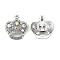 Rhinestone Pendants, Cadmium Free & Lead Free, with Alloy Findings, Crown, Platinum, White, 31x29x10mm, Hole: 3mm