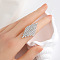 Brass Rhinestone Finger Rings for Women, Rhombus, Platinum, Inner Diameter: 18mm