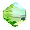 Preciosa® Crystal Beads, Czech Crystal, Bicone(451 69 302 Rondelle), 50520 200 Peridot AB, 6mm, Hole: 1mm