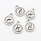 Feng Shui Tibetan Style Alloy Charms Pendants, Cadmium Free & Nickel Free & Lead Free, Flat Round Carved Yin Yang, Antique Silver, 10x2.5mm, Hole: 2mm