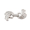 Brass Micro Pave Clear Cubic Zirconia Fold Over Clasps, Cadmium Free & Nickel Free & Lead Free, Platinum, 36.5x15.5x4~5mm, Hole: 1.2~1.4mm