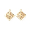 Crystal Glass Rhinestone Pendants, with Iron Finding, Rhombus Charms, Light Gold, 26x22x7mm, Hole: 1.2mm