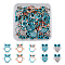 50Pcs 5 Styles Alloy Connector Charms, Owl Links, with Rhinestones and Synthetic Turquoise, Mixed Color, 18x16.5~17.5x3mm, Hole: 1.5~1.8mm, 10pcs/style